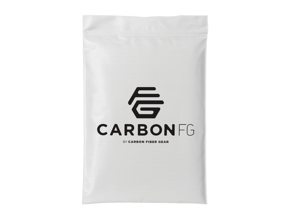 White polybag with CarbonFG by Carbon Fiber Gear logo