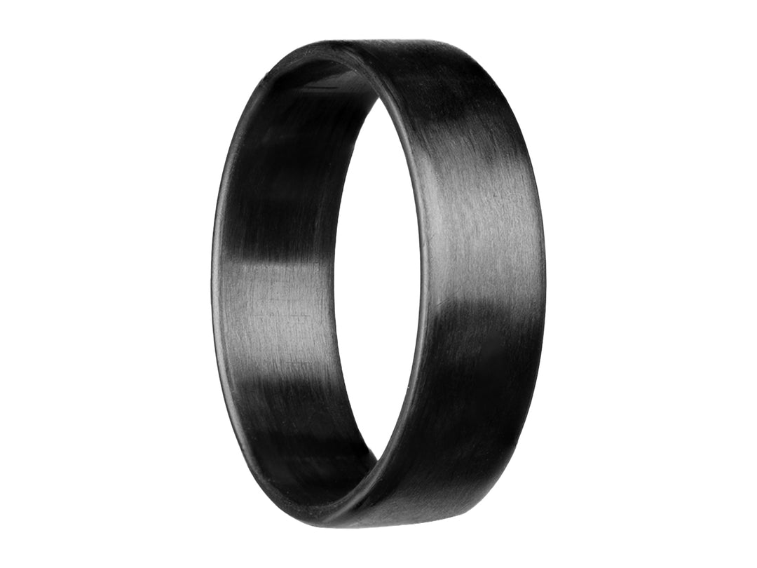 6mm uni-directional carbon fiber ring with matte finish, shown on white background