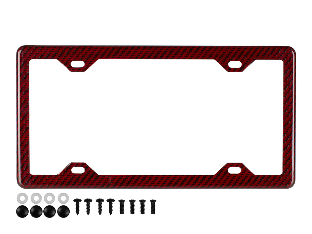 Red carbon fiber aramid fiber/kevlar license plate frame