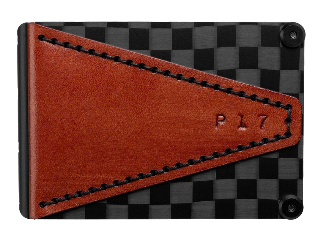 P17 Carbon Fiber BiFold Wallet in Brown displayed on a clean white background.