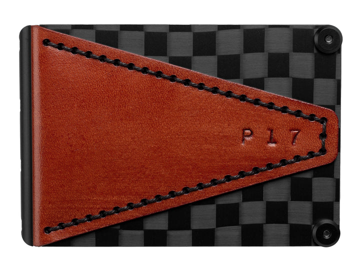 P17 Carbon Fiber BiFold Wallet in Brown displayed on a clean white background.