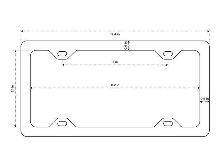 License plate frame measurement drawing