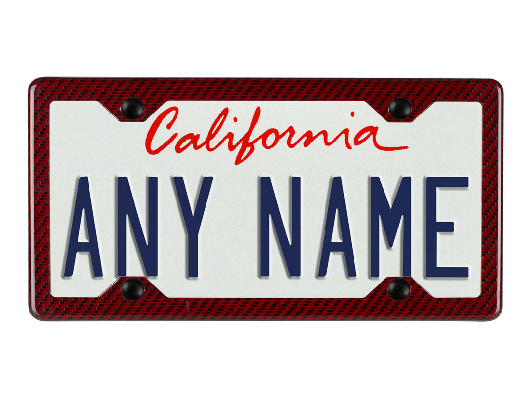 Red carbon fiber aramid fiber/kevlar license plate frame