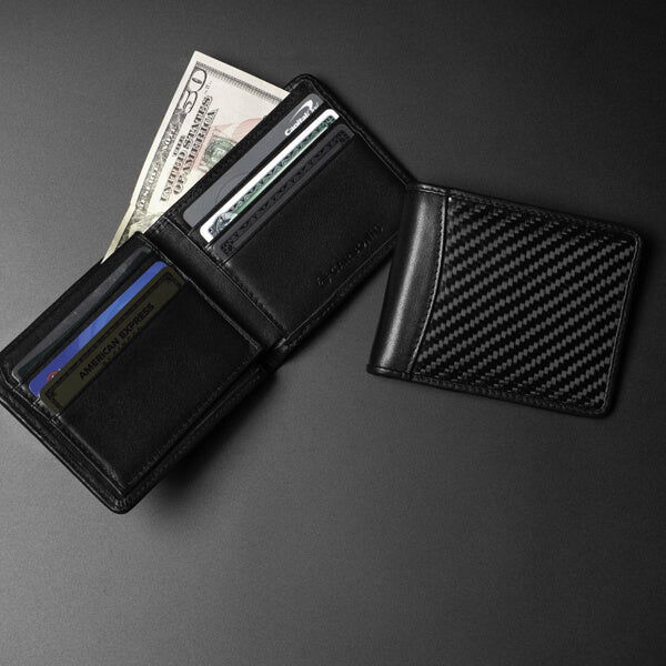 Carbon fiber wallet on black