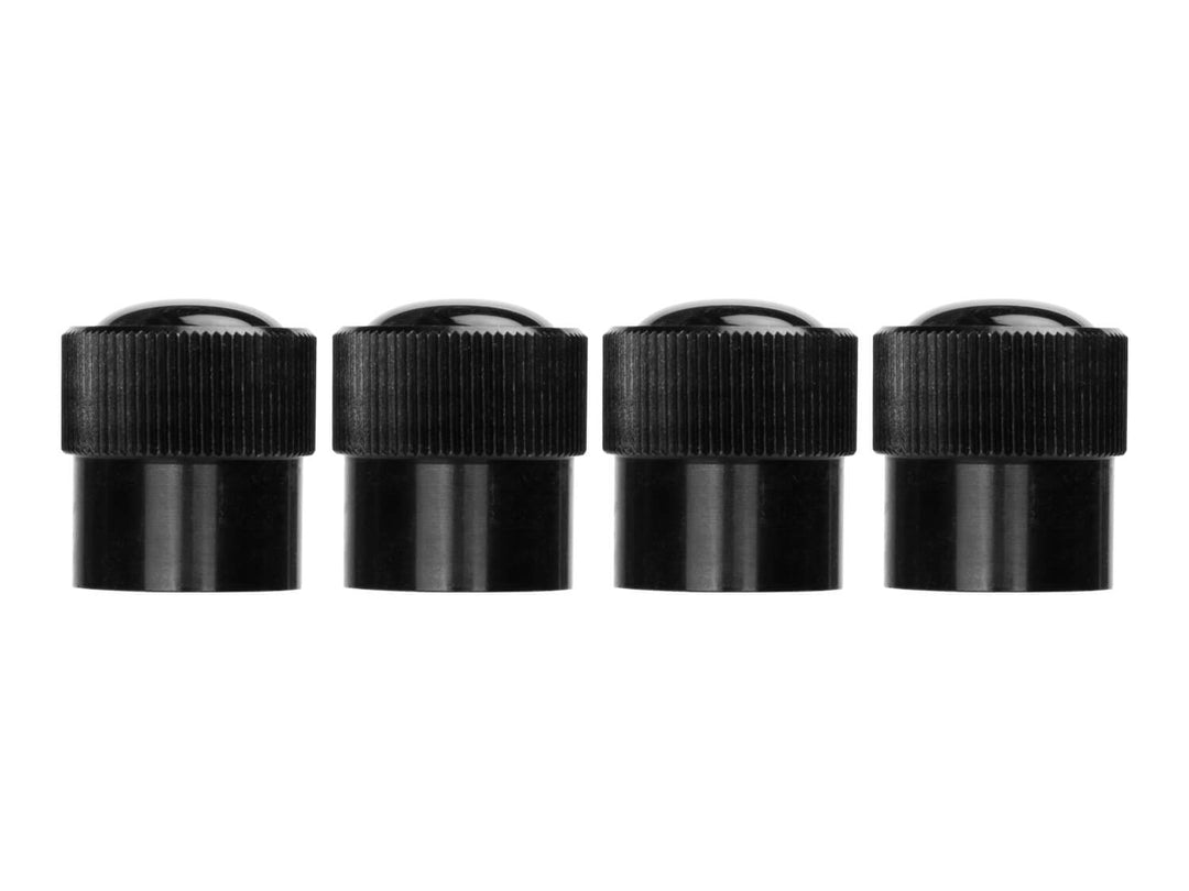 Carbon Fiber Valve Stem Caps - Premium Aluminum in black, side view
