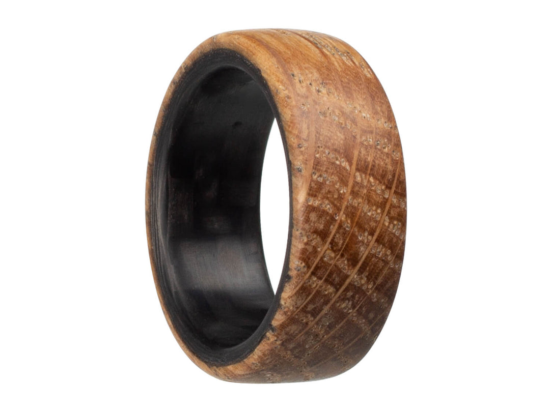 Distiller Carbon Fiber & Reclaimed Whiskey Barrel Ring by Element Ring Co.