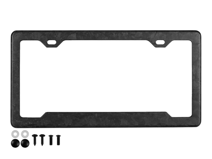 Forged Carbon Fiber License Plate Frame - 2 Holes Angled Bottom - Matte Finish