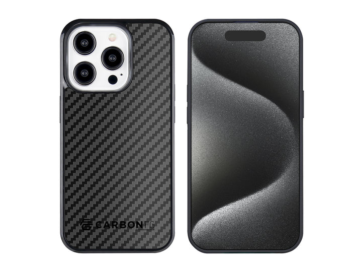 CarboFend Carbon Fiber Case for iPhone 15 Pro Max, front back
