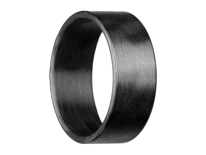 8mm uni-directional carbon fiber ring with matte finish, shown on white background