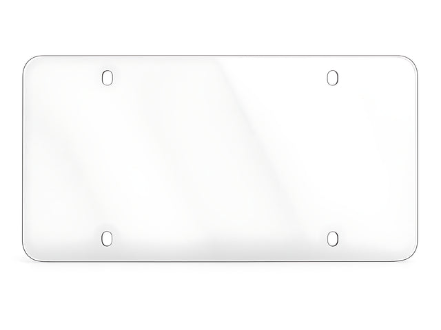 Front view of CarbonFG UltraView clear license plate shield with 4-hole mount