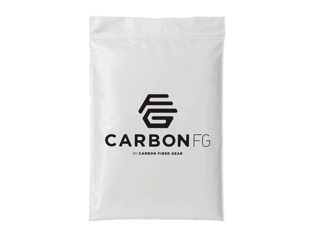 White polybag with CarbonFG by Carbon Fiber Gear logo
