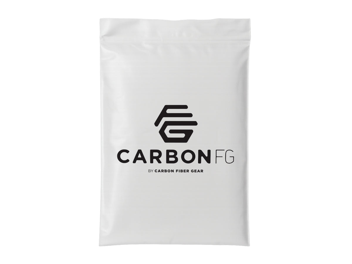 White polybag with CarbonFG by Carbon Fiber Gear logo