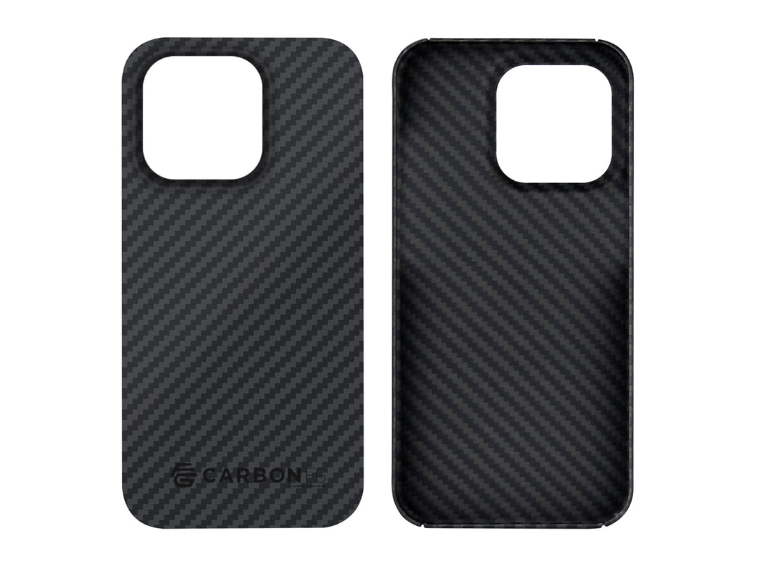 CarboKev 100% Aramid Fiber Case for iPhone 15 Pro Max, front and inside