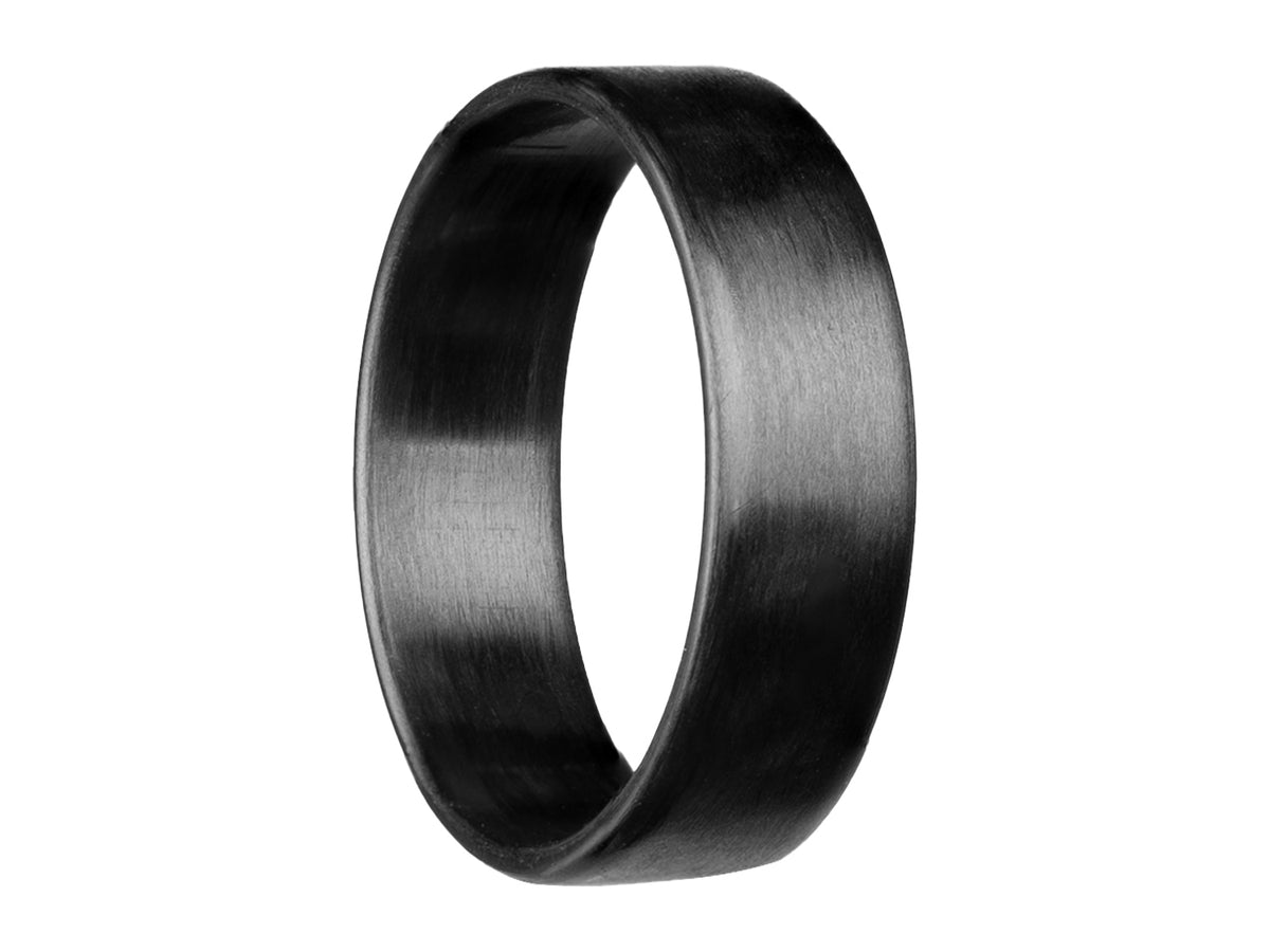 6mm uni-directional carbon fiber ring with matte finish, shown on white background