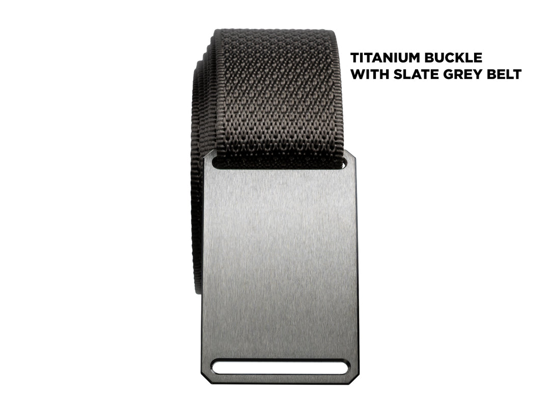 Grip6 titanium buckle with slate grey belt