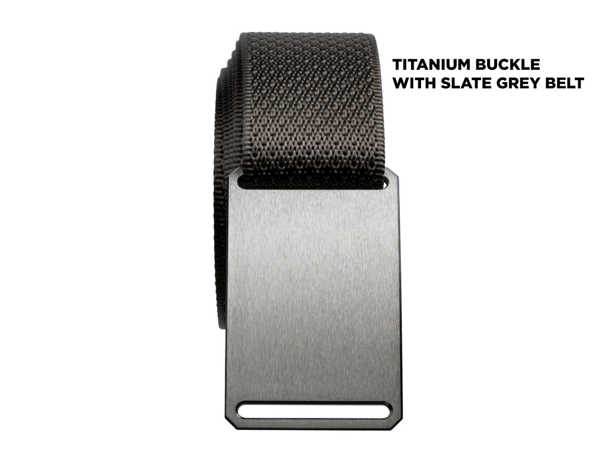 Grip6 titanium buckle with slate grey belt