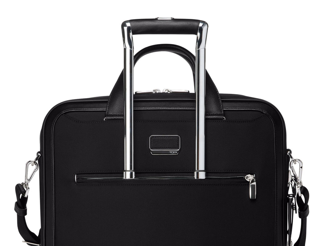 TUMI Hannover brief rear view with luggage pass-through sleeve and detachable shoulder strap