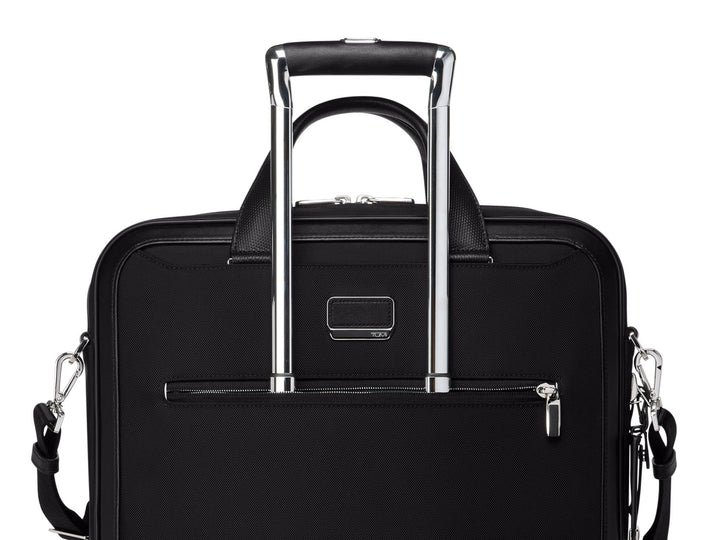 TUMI Hannover brief rear view with luggage pass-through sleeve and detachable shoulder strap