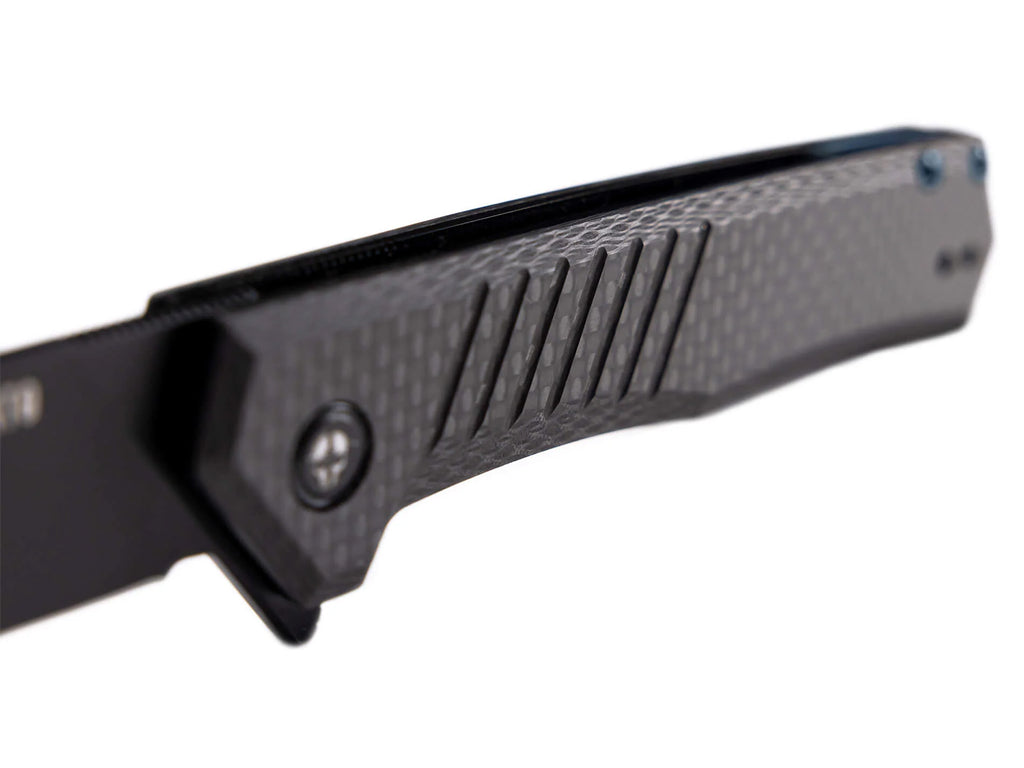 Tekto F1 Alpha Linerlock Knife up close carbon fiber
