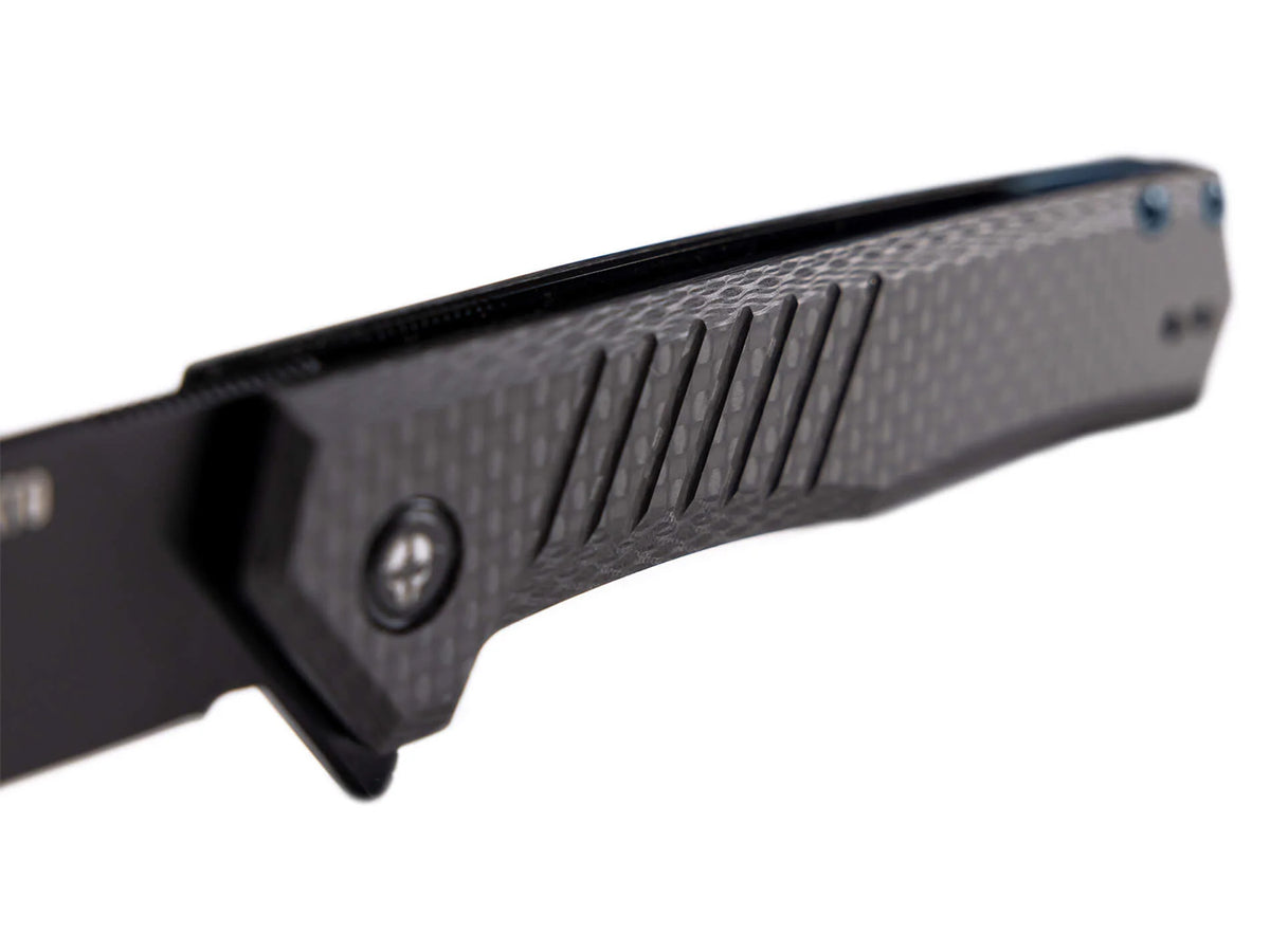 Tekto F1 Alpha Linerlock Knife up close carbon fiber