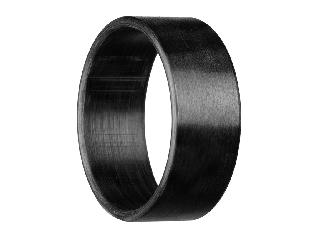 8mm uni-directional carbon fiber ring with matte finish, shown on white background