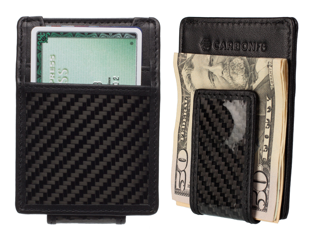Carbon Fiber & Leather Money Clip Wallet