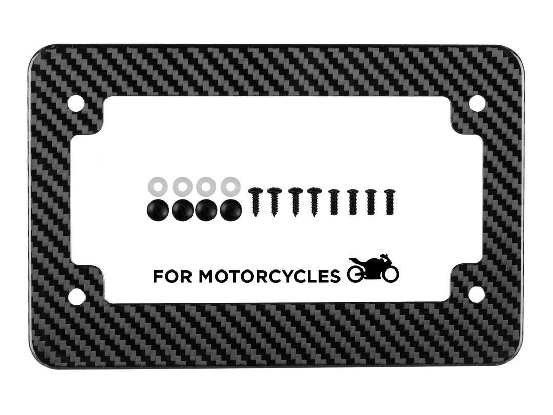 Carbon Fiber Motorcycle License Plate Frame - Gloss Finish