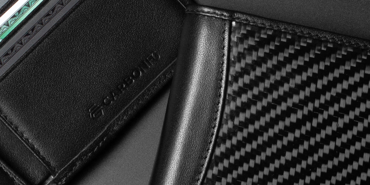 Up close on carbon fiber wallet
