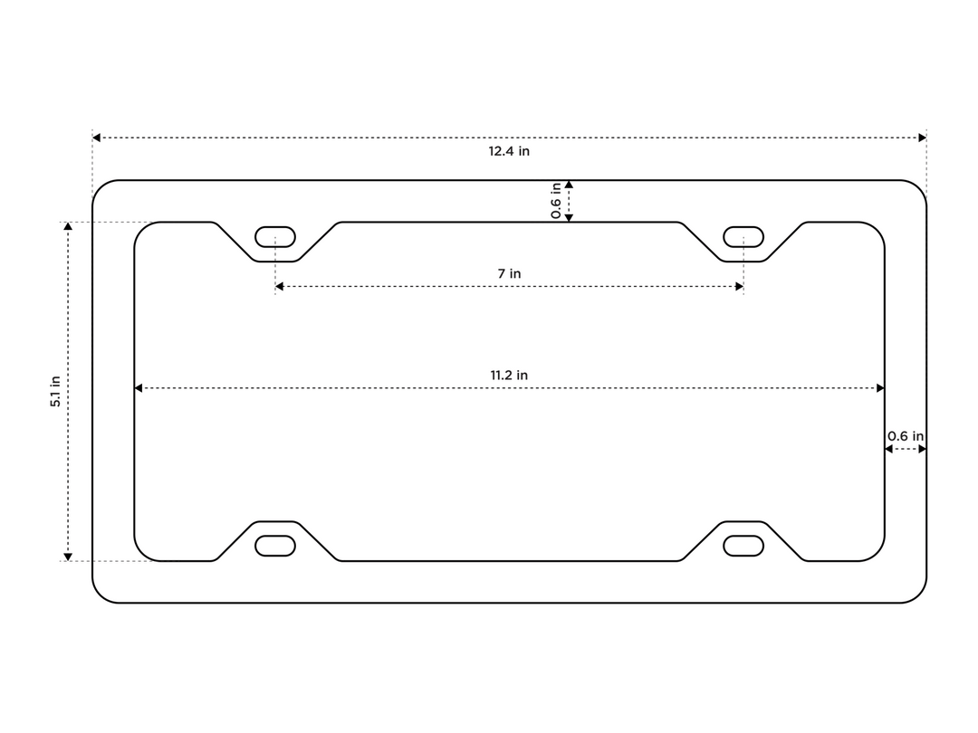 License plate frame technical drawing