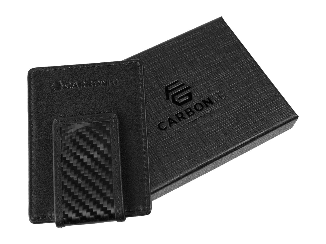 Kore Slim Leather Wallet  RFID Blocking & Carbon Fiber Money Clip