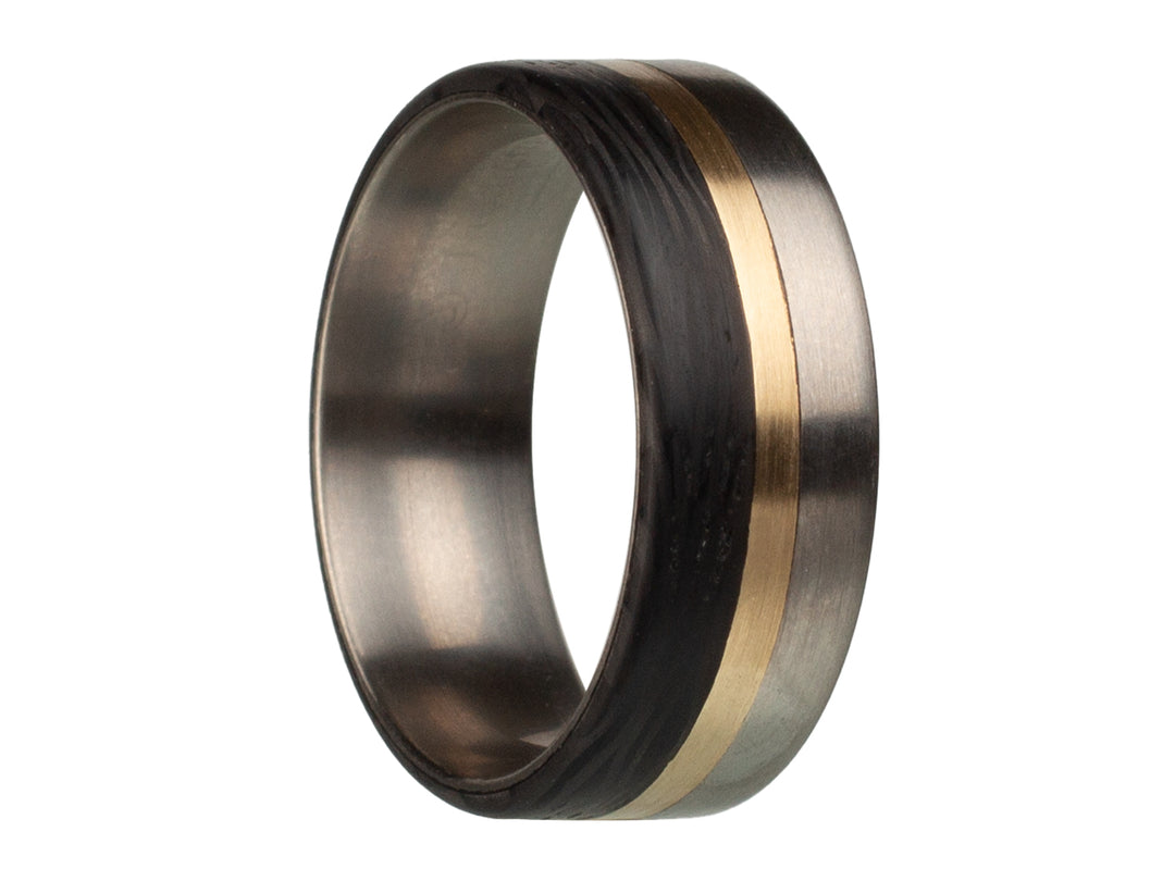 Archduke carbon fiber, titanium and gold ring