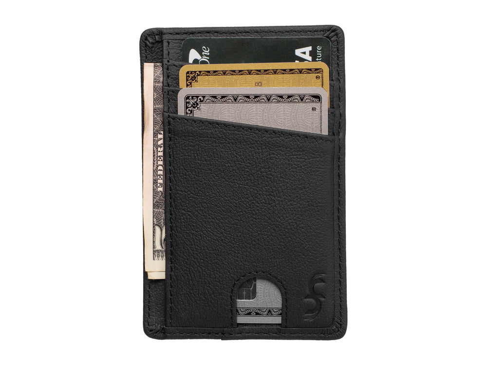 Contents inside of Common Fibers black line LFT ultra slim carbon fiber and leather wallet