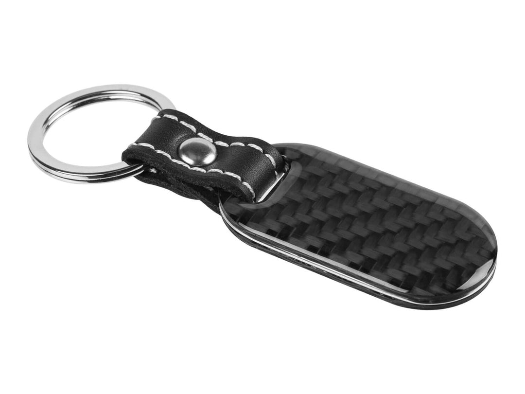 Carbon Fiber Key Tag with Stitched Leather