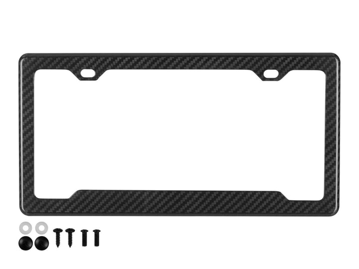 2-hole carbon fiber license plate frame with angled bottom