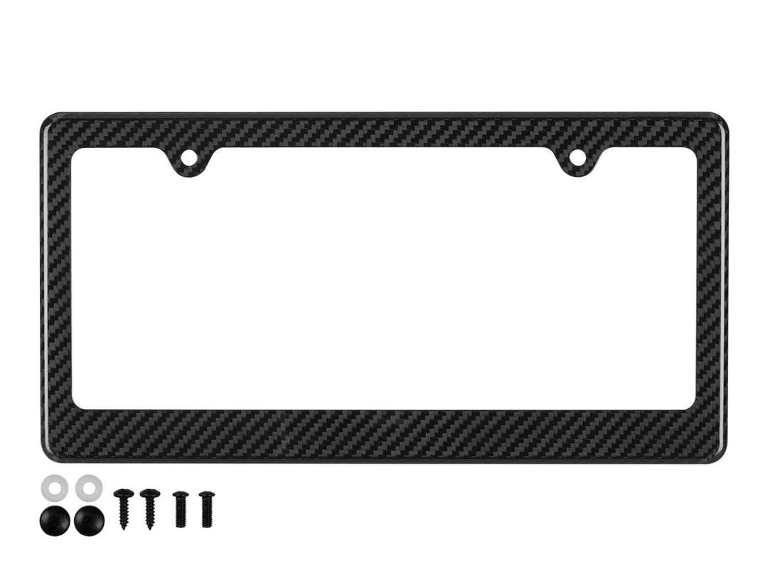 Carbon Fiber License Plate Frame - 2 Holes Wide Bottom - Gloss Finish