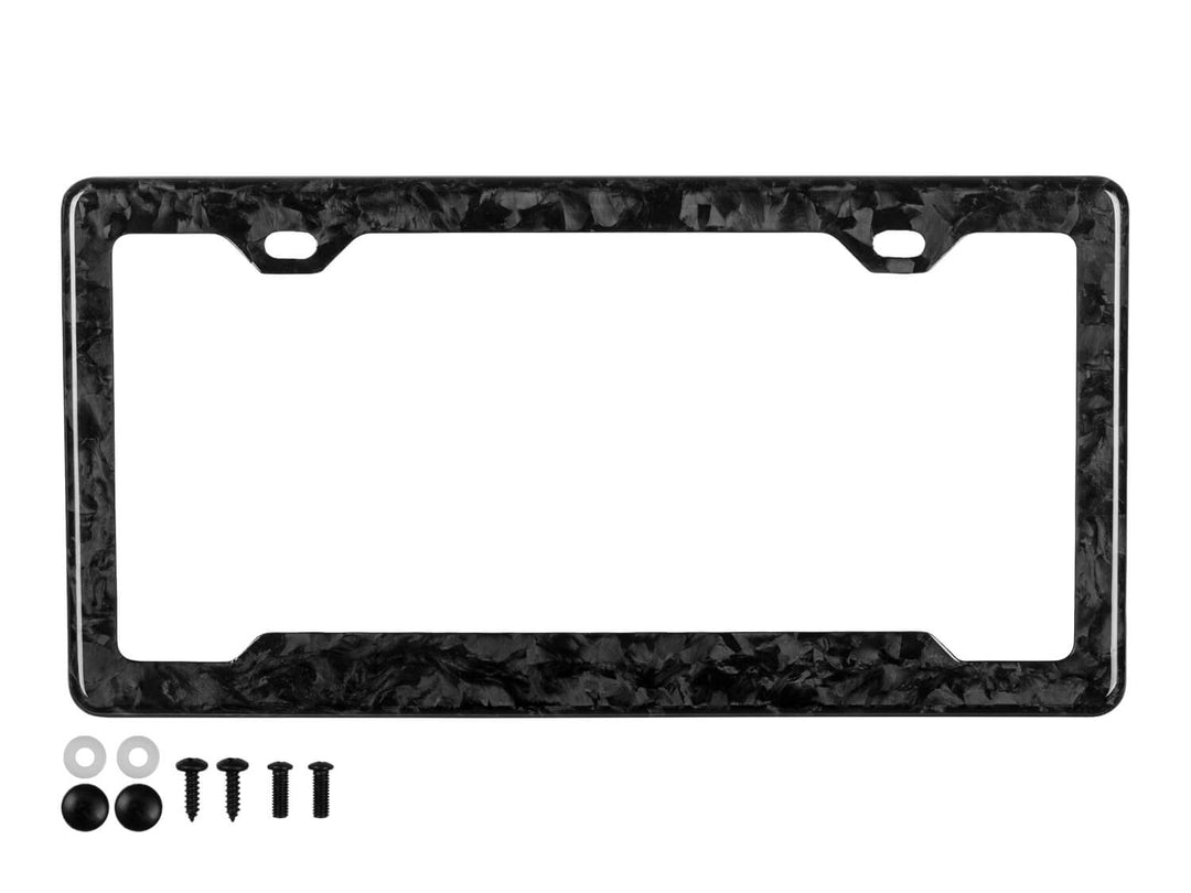 Forged Carbon Fiber License Plate Frame - 2 Holes Angled Bottom
