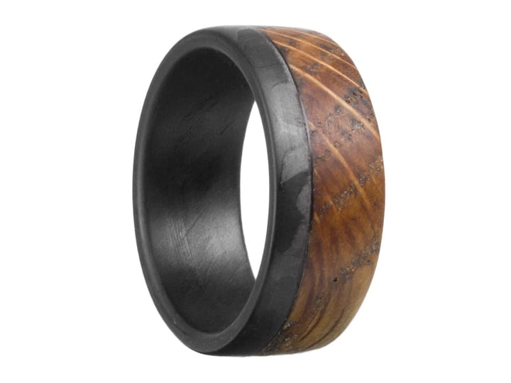 The Old Fashioned Carbon Fiber & High West Whiskey Barrel Ring by Element Ring Co.