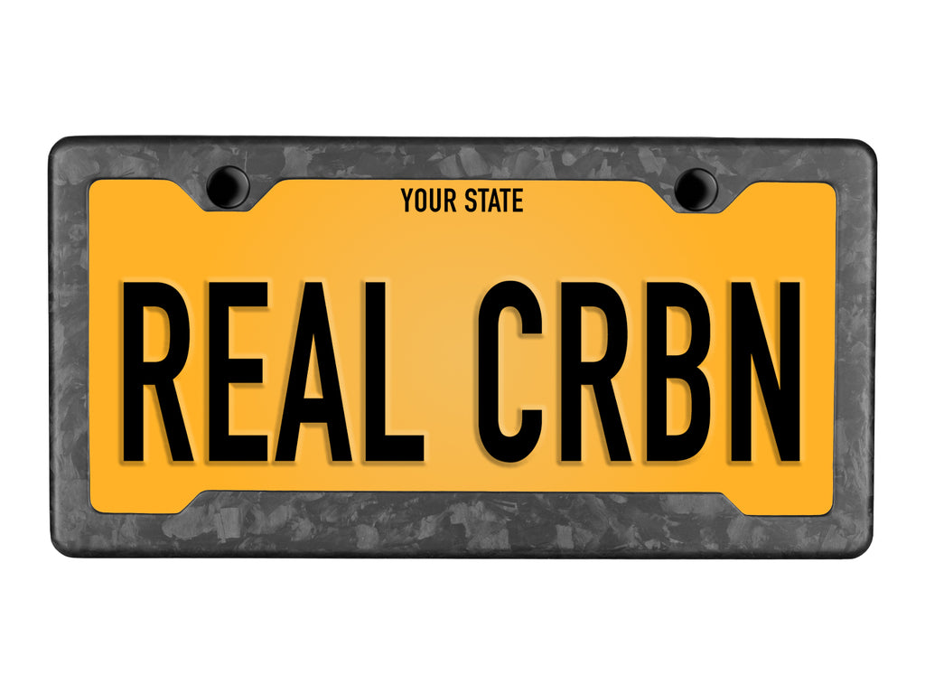 Forged Carbon Fiber License Plate Frame - 2 Holes Angled Bottom - Matte Finish