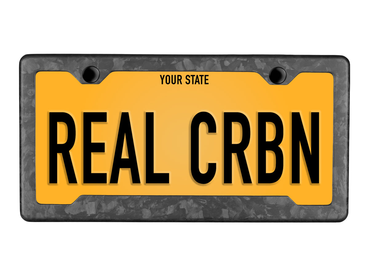 Forged Carbon Fiber License Plate Frame - 2 Holes Angled Bottom - Matte Finish