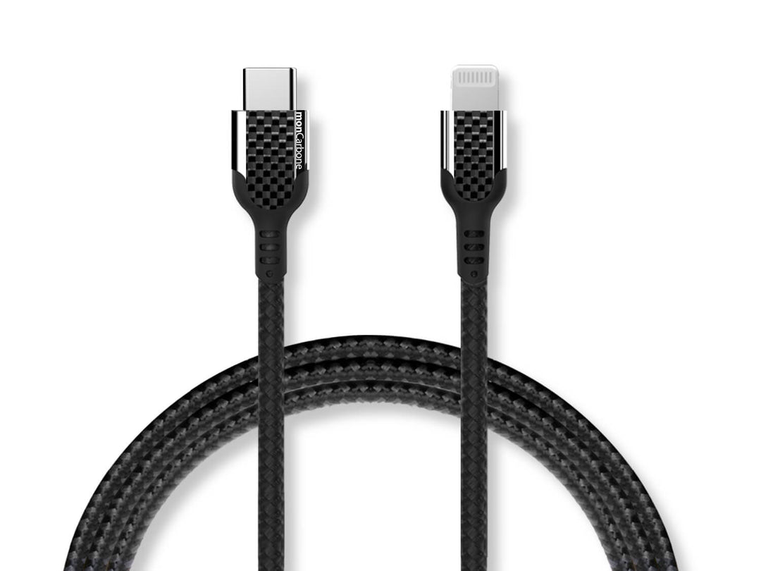 monCarbone Carbon Fiber USB-C To Lightening Fast Charge Cable