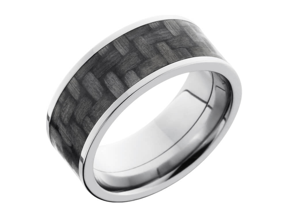 9mm Titanium Ring With 7mm Real Carbon Fiber Inlay side
