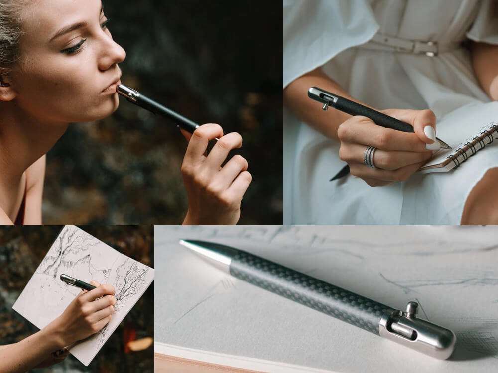 Bastion bolt-action carbon fiber stainless steel pen lifestyle