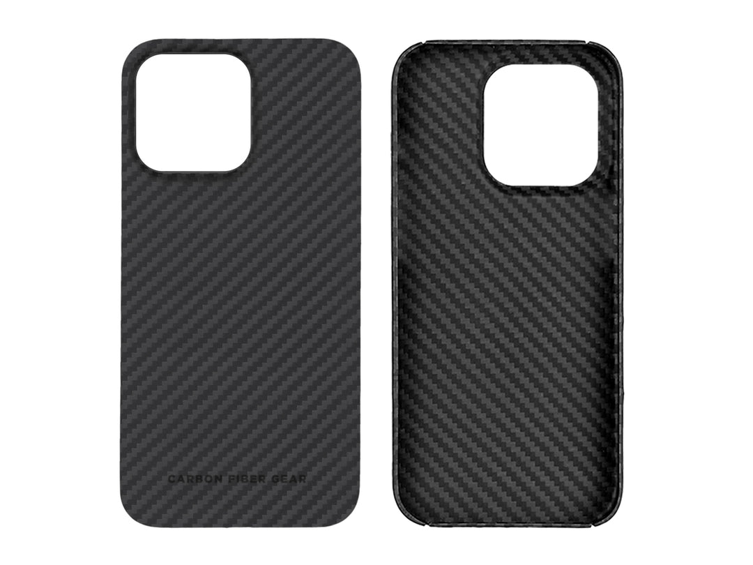 CarboKev 100% Aramid Fiber iPhone 14 Pro Case, front and inside