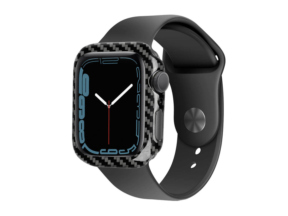 CarboShield carbon fiber Apple Watch case for Series 7, 45mm, quarter angle