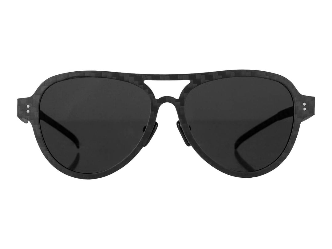 Carbon fiber aviator style sunglasses,  front