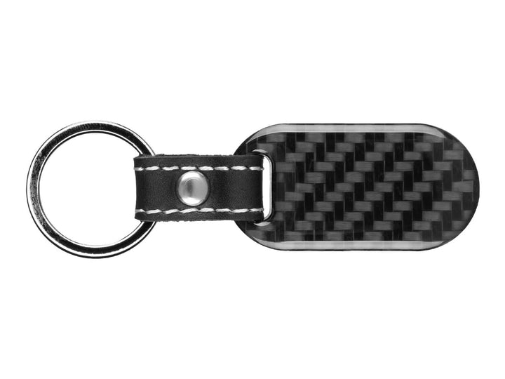 Carbon Fiber Key Tag with Stitched Leather