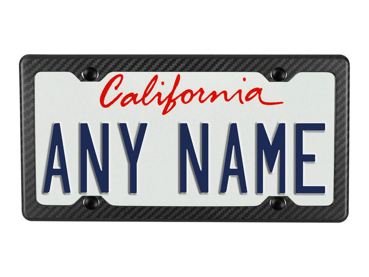 Matte finish carbon fiber license plate frame with 4 holes on license plate