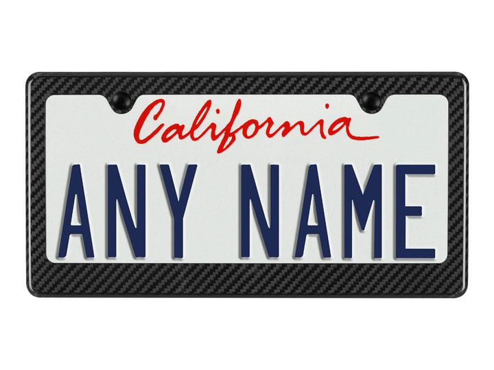 Carbon Fiber License Plate Frame - 2 Holes Wide Bottom - with license plate