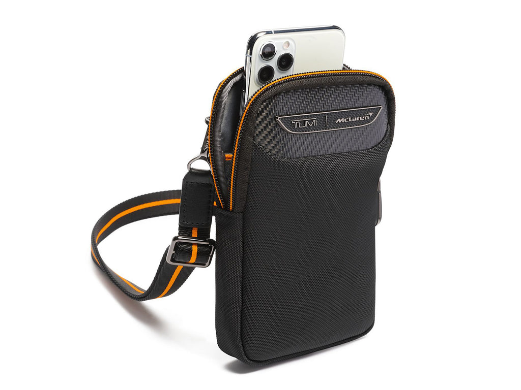 TUMI | McLaren Fuel Small Crossbody, open#color_black-with-papaya