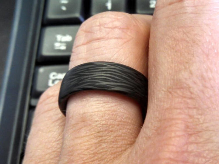 Wave Carbon Fiber Ring by Element Ring Co - On Finger